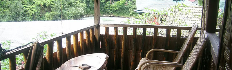 View from the balcony at Sam’s Bungalows.