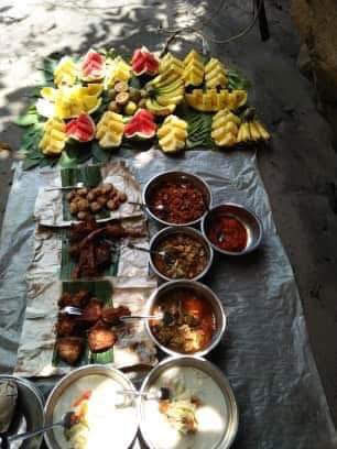 Dinner prepared in the jungle after your trek