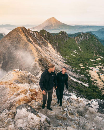 Enjoy a stunning sunrise at the Sibayak volcano